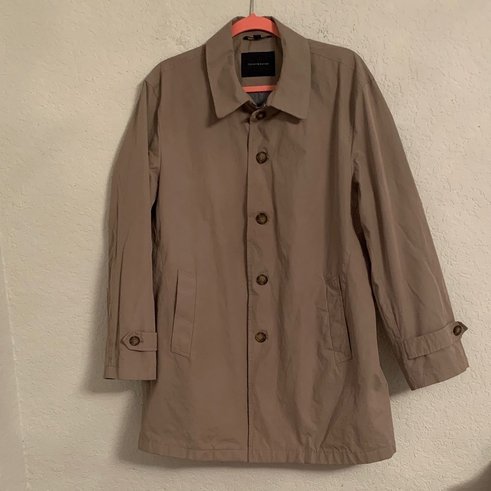 Tommy Hilfiger Lightweight Beige Button-Up Trench Jacket Size 42S